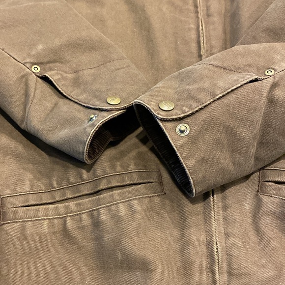 SAFTBAK Brown Fleece Lined Canvas Zip Work Coat Jacket Large Workwear / Utility - Picture 4 of 17